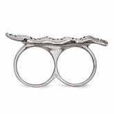 Sophia Jewelers Polished Antiqued Stainless Steel Crystal Leaf Two-Finger Ring - 6 - 6